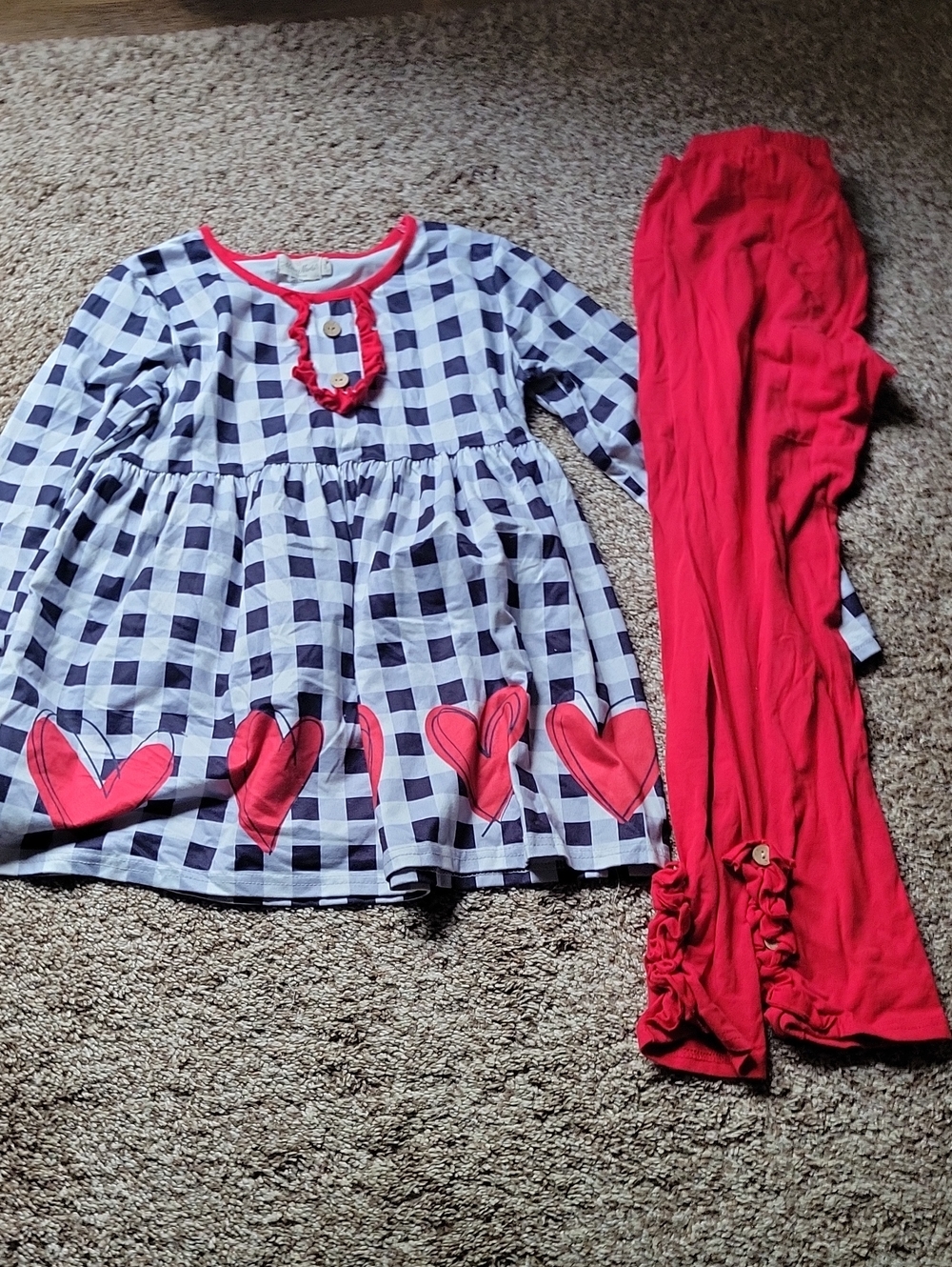 Kids Red & Black Gingham Heart Boutique Outfit